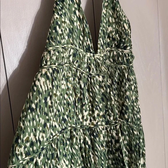 Celandine Green Printed Halter Maxi Dress with Front Slit from anthropologie - Picture 5 of 7